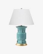 Robin's Egg On a Gold Stand With 14" Empire Shade