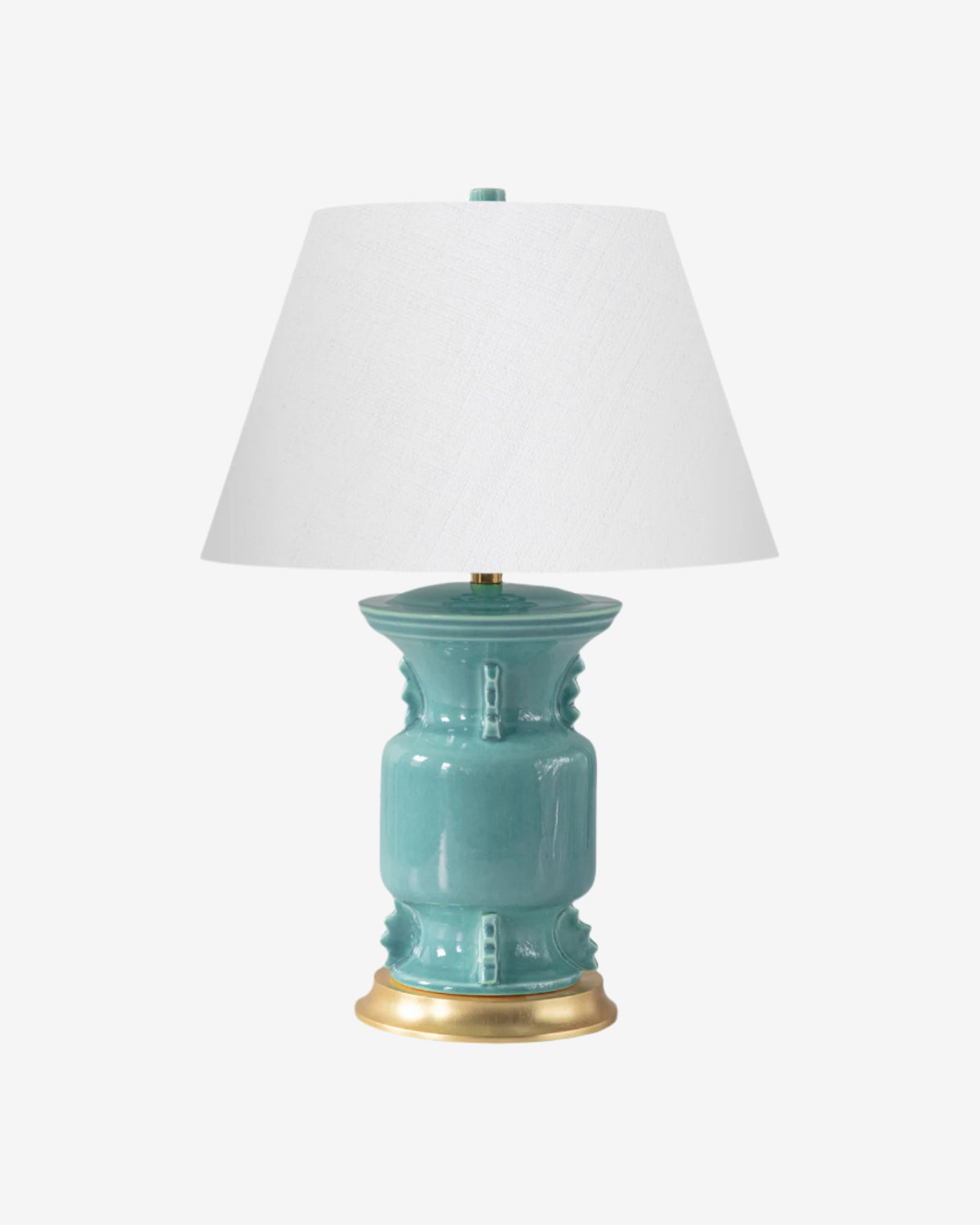 Robin's Egg On a Gold Stand With 14" Empire Shade