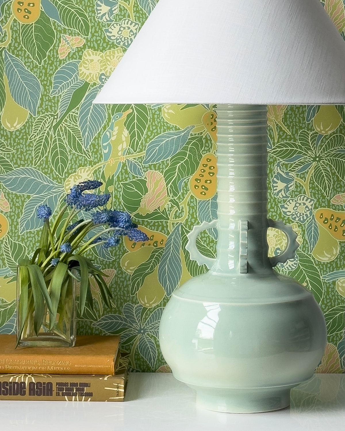 Blue Celadon with 20&quot; Coolie Shade
